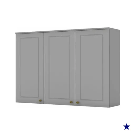 Armário de Cozinha Henn Americana 3 Portas 120cm C352-05 Cinza