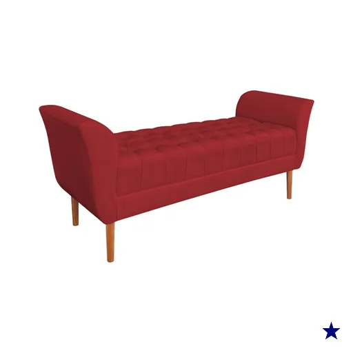 Calçadeira Recamier Casal 1,50m Londres Veludo Vermelho - Pallazio