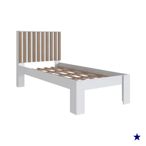 Cama Solteiro Cabeceira Ripada 108X206cm Branco Mel PRODDY