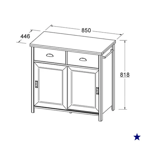 Balcao Aparador Buffet 2 Portas 85 cm BA145 Preto Dtall