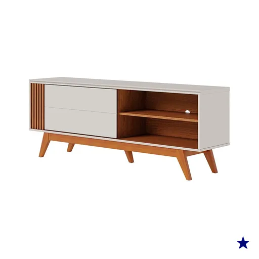 Rack Bancada Tv 65 Pol 160 cm Otawa Off White Matte Freijó Colibri