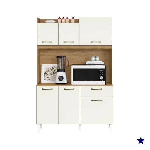 Kit Cozinha Compacta 6 Portas Berlim 120 cm Atacama Off White ARMoveis