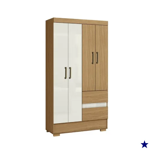 Guarda Roupa Solteiro Coimbra 4 Portas 100 cm Atacama Off White ARMoveis