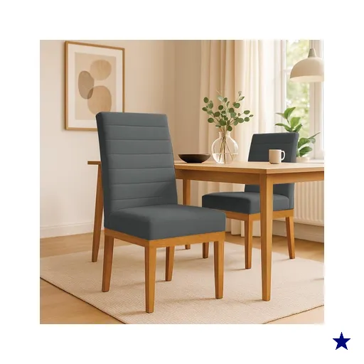 Cadeira de Jantar Solana Boucle Grafite Base de Madeira - Pallazio