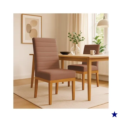 Cadeira de Jantar Solana Boucle Terracota Base de Madeira - Pallazio