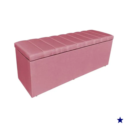 Calçadeira Recamier Baú Casal 1,40m Holanda Suede - Pallazio
