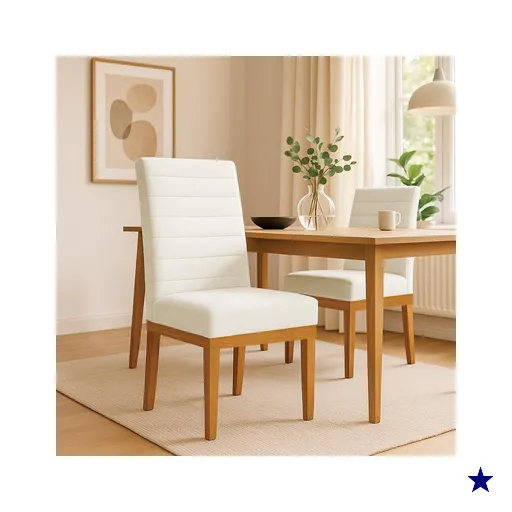 Cadeira de Jantar Solana Boucle Base de Madeira - Pallazio Cor:Bege