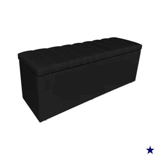 Calçadeira Recamier Baú Casal 1,40m Holanda Suede Preto - Pallazio