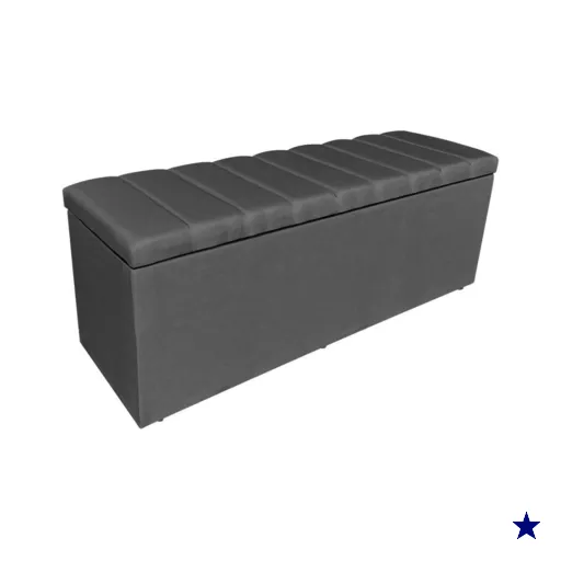 Calçadeira Recamier Baú Casal 1,40m Holanda Suede Grafite - Pallazio