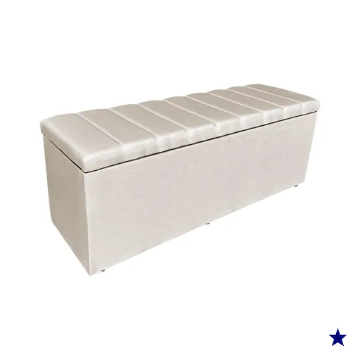 Calçadeira Recamier Baú Casal 1,40m Holanda Suede Bege - Pallazio
