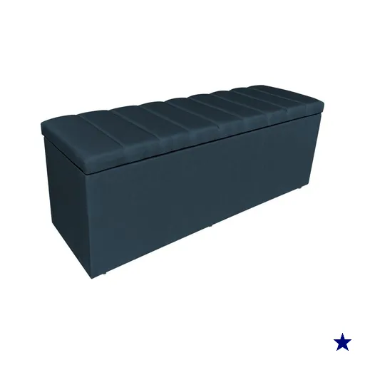 Calçadeira Recamier Baú Casal 1,40m Holanda Suede Azul Marinho - Pallazio