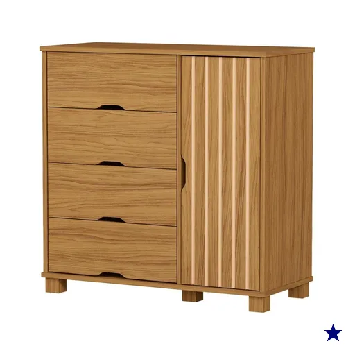 Comoda 4 Gavetas 1 Portas MDF 81 cm Bela Nature Decmade