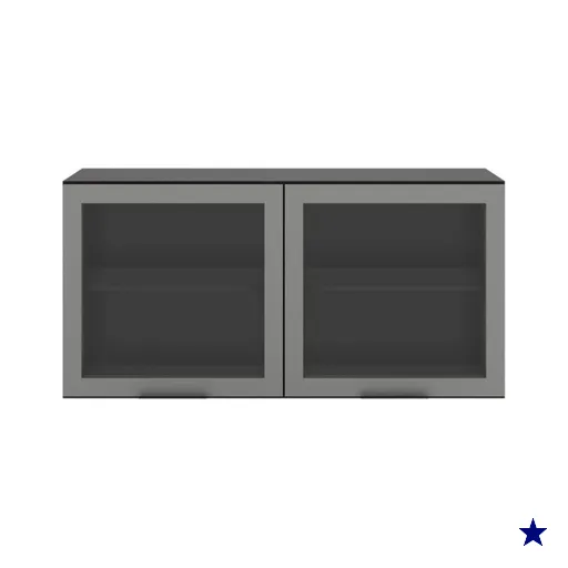 Armario Aereo 120 cm 2 Portas Vidro Etna Grafite POLIMAN