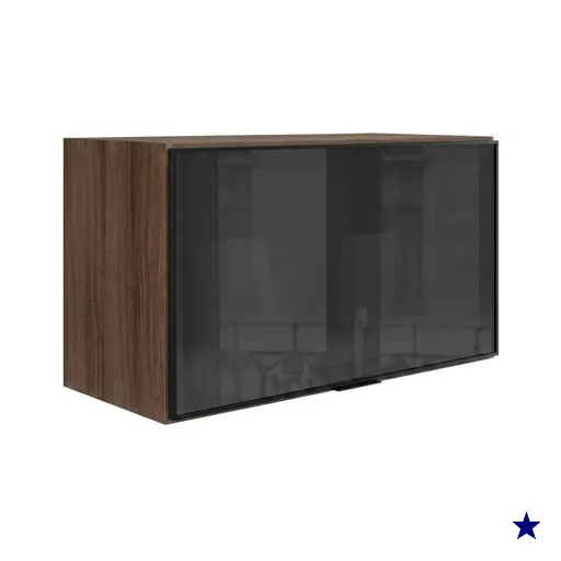Armario Aereo Basculante Vidro MDF 80 cm Kali 166804 Carvalho TOQ Nicioli