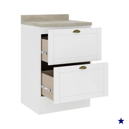 Balcão Milla MDF 2 Gavetas Branco 60cm Carraro