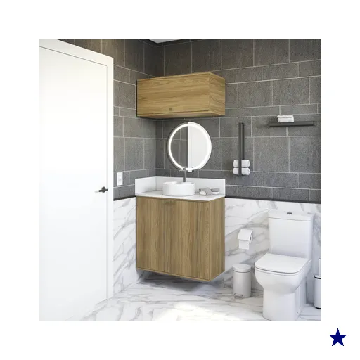 Conjunto para Banheiro com Basculante Kappesberg Celeste 2 Peças Nogueira 80cm