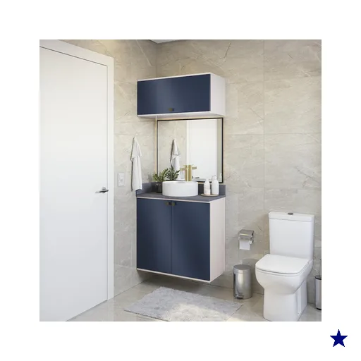 Conjunto para Banheiro com Basculante Kappesberg Celeste 2 Peças Branco/Azul…