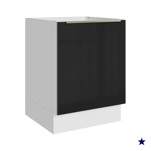 Balcão de Cozinha 60 cm 1 Porta (Sem Tampo) Branco/Preto Lux Madesa