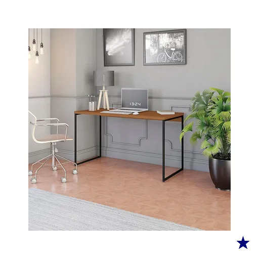 Mesa De Escritório Escrivaninha Kappesberg Industrial Canela/Preto Fosco 136cm