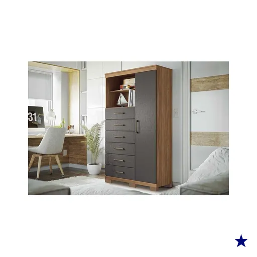 Cômoda Casal Marabá 1.6 c/ 1 Porta 2 Nichos e 6 Gavetas c/ Pés…