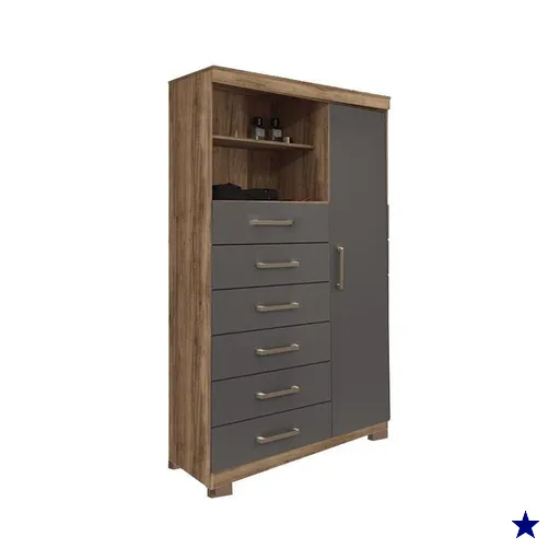 Cômoda de Quarto Marabá 1.6 c/ 1 Porta 2 Nichos e 6 Gavetas c/ Pés…