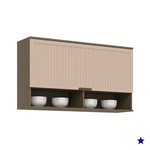 Armário Aéreo p/ Cozinha Connect c/1 Porta Basculante Ripada 120cm…