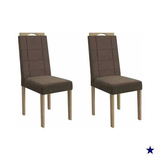 Cadeira Sala de Jantar Flora 2CAD161 Madeirado Kit 2 Un Carvalho/Suede…