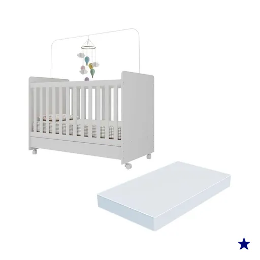 Berço Americano 3 em 1 com Colchão Incluso Chantilly Multimóveis MP4299…