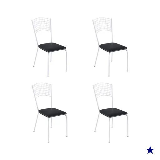 Kit 4 Cadeiras de Jantar Aço com Assento Estofado Multimóveis CR50273…