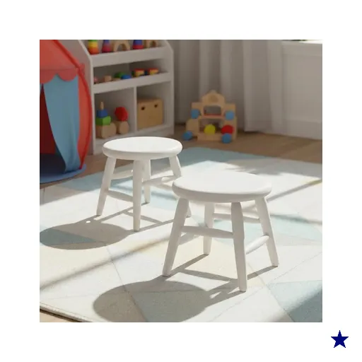 Kit 2 Banquetas Infantis de Madeira Maciça Multimóveis CR50277 Branco