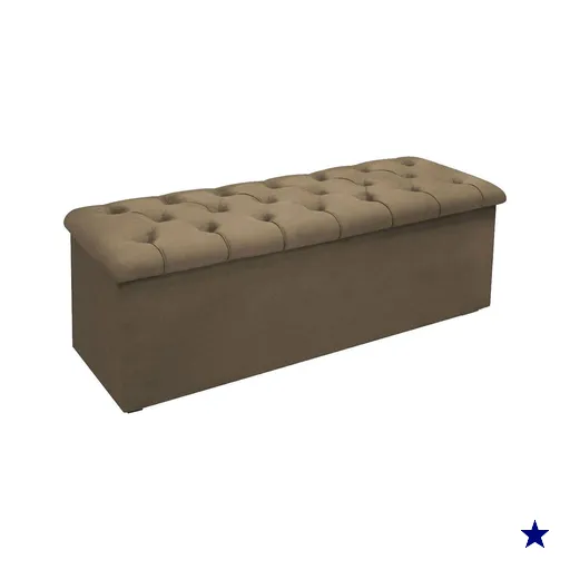 Recamier Calçadeira Queen Size Lotus Queen - Suede Marrom - Simbal