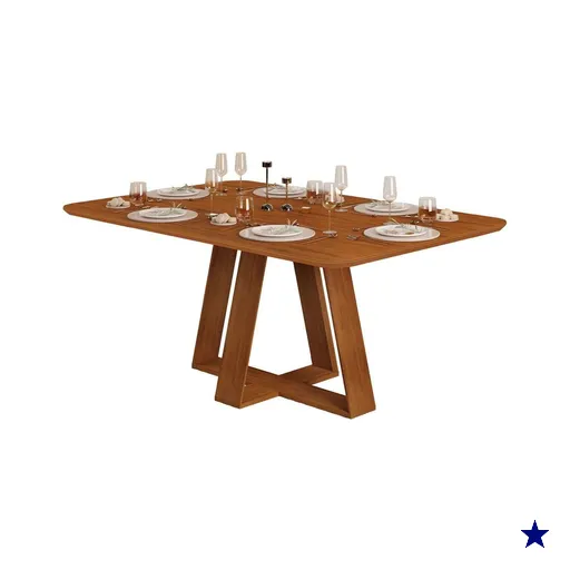 Mesa Jantar Celeste c/Tampo MDF Curvo 170cm Freijo DJ Móveis
