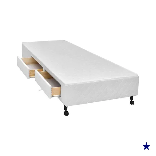 Cama Base c/Aux 2 Gavetas Solteiro Castor Poli White 88x188x27