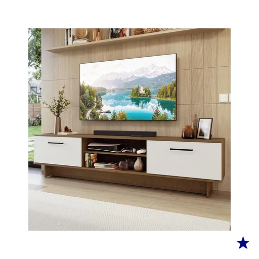 Rack para TV até 80 Polegadas 218 cm 2 Portas Rustic/Branco Agata Madesa