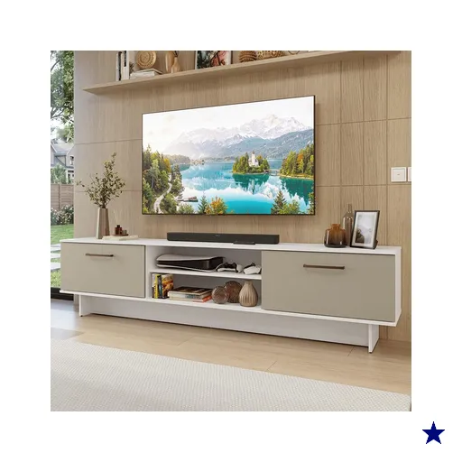 Rack para TV até 80 Polegadas 218 cm 2 Portas Branco/Crema Agata Madesa