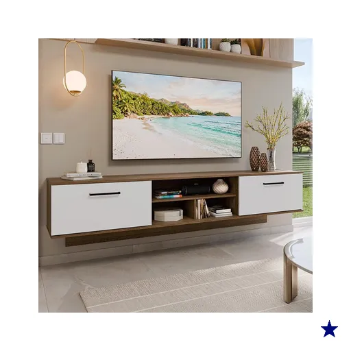 Rack Suspenso para TV até 80 Polegadas 218 cm 2 Portas Rustic/Branco Agata…