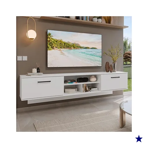 Rack Suspenso para TV até 80 Polegadas 218 cm 2 Portas Branco Agata Madesa