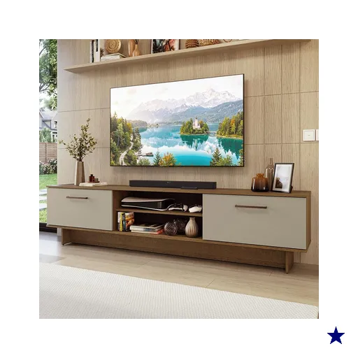 Rack para TV até 80 Polegadas 218 cm 2 Portas Rustic/Crema Agata Madesa
