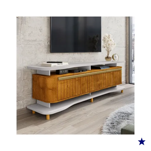 Rack para TV Até 75 Polegadas Guarapari 3 Portas Off White/Naturalle Fresado -…