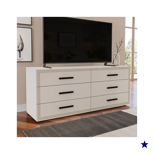 Cômoda Valência 6 Gavetas Branco/Creme - Politorno