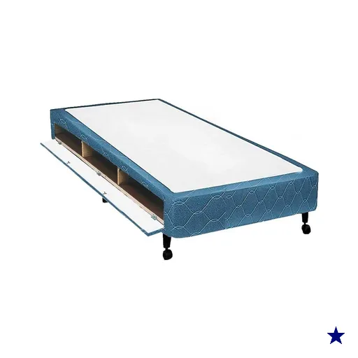 Cama Box Closet Solteiro  Poli Tecido Blue (88x188x27) - Castor
