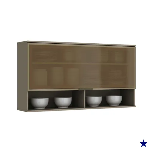 Armário Aéreo Cozinha Modulado Connect 1 Prta c/Vidro 120cm Duna - Henn