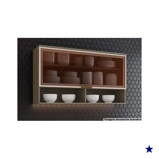 Módulo Cozinha Henn Connect Armário c/ 1 Porta c/Vidro 120cm Duna