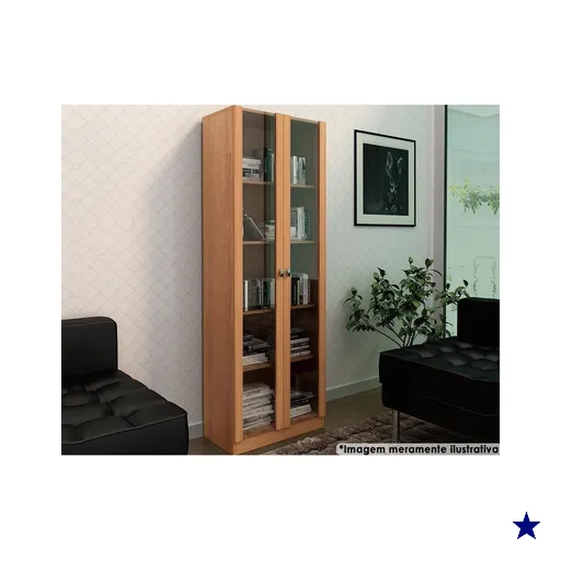 Armário de Escritório ME4115 c/ 2 Portas c/ Vidro Amêndoa - Tecno Mobili