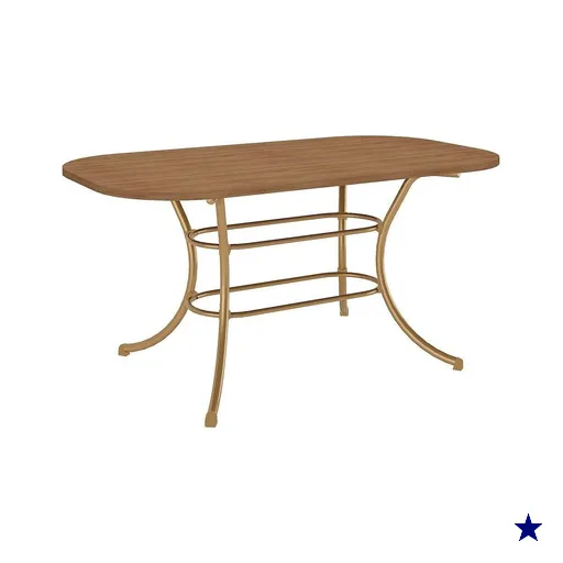 Mesa Jantar 1547 Madeirado/Aço 160cm Dourado/Noce Carraro