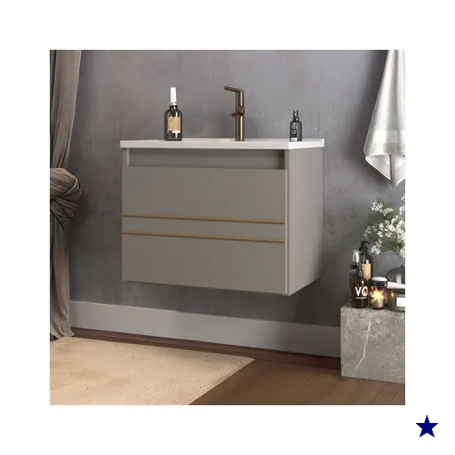 Armário de Banheiro Royal 1 Porta com Cuba 100% Mdf Cimento - Belizze Móveis