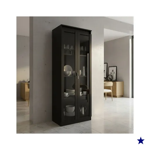 Cristaleira 2 Portas com Vidro Cr6004 Preto - Tecno Mobili