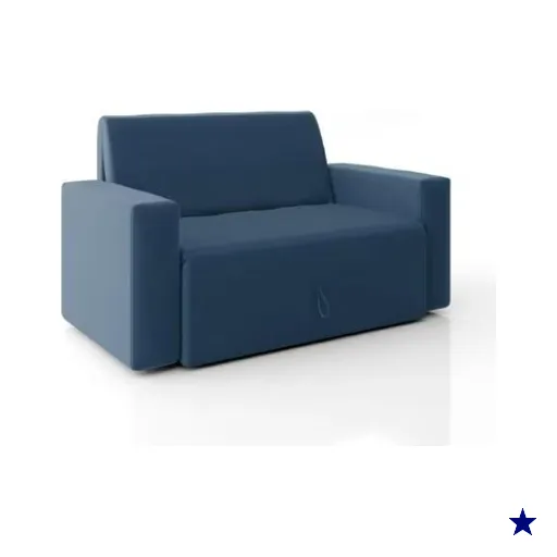 Sofá-Cama 2 Lugares Pratik 5000 Mamflex Azul Suede