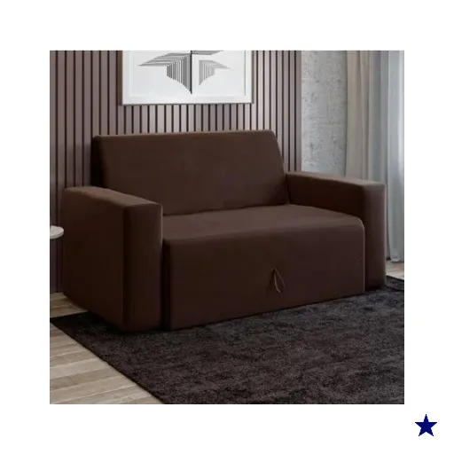 Sofá-cama 2 lugares Pratik 5000 Mamflex Marrom Suede