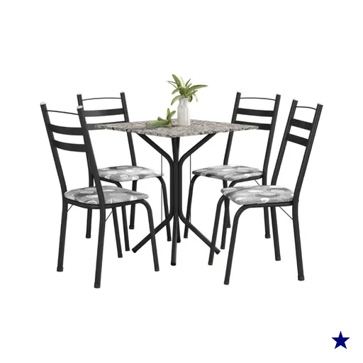 Conjunto de Mesa Thais 0,70m com 4 Cadeiras Artefamol Granito / Dark